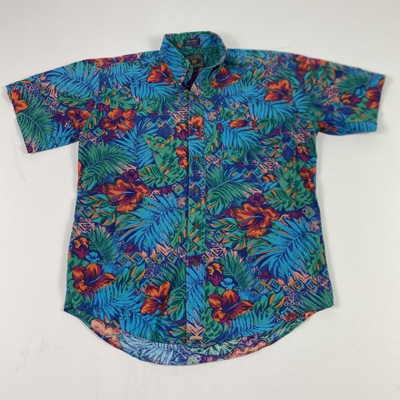 Vintage Chaps Ralph Lauren Shirt Mens Medium Hawaiian Tropical Button Down Aloha